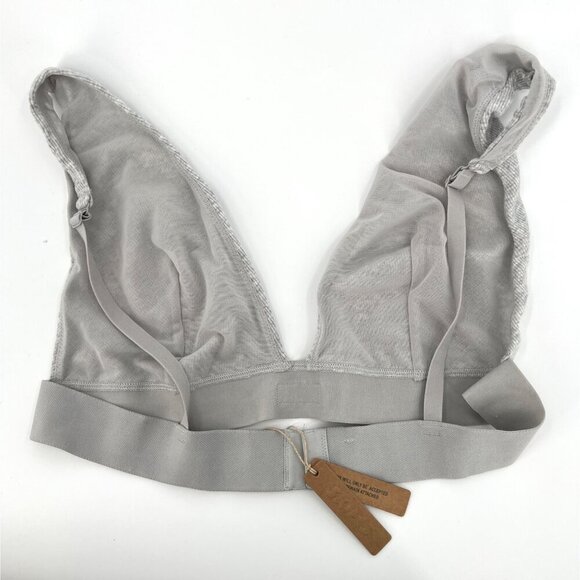 NWT SKIMS Stretch Cotton Rib Plunge Bralette Light Heather‎ Grey Size 4X - Picture 4 of 7